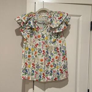 Entro Multicolor Floral Ruffle Top
